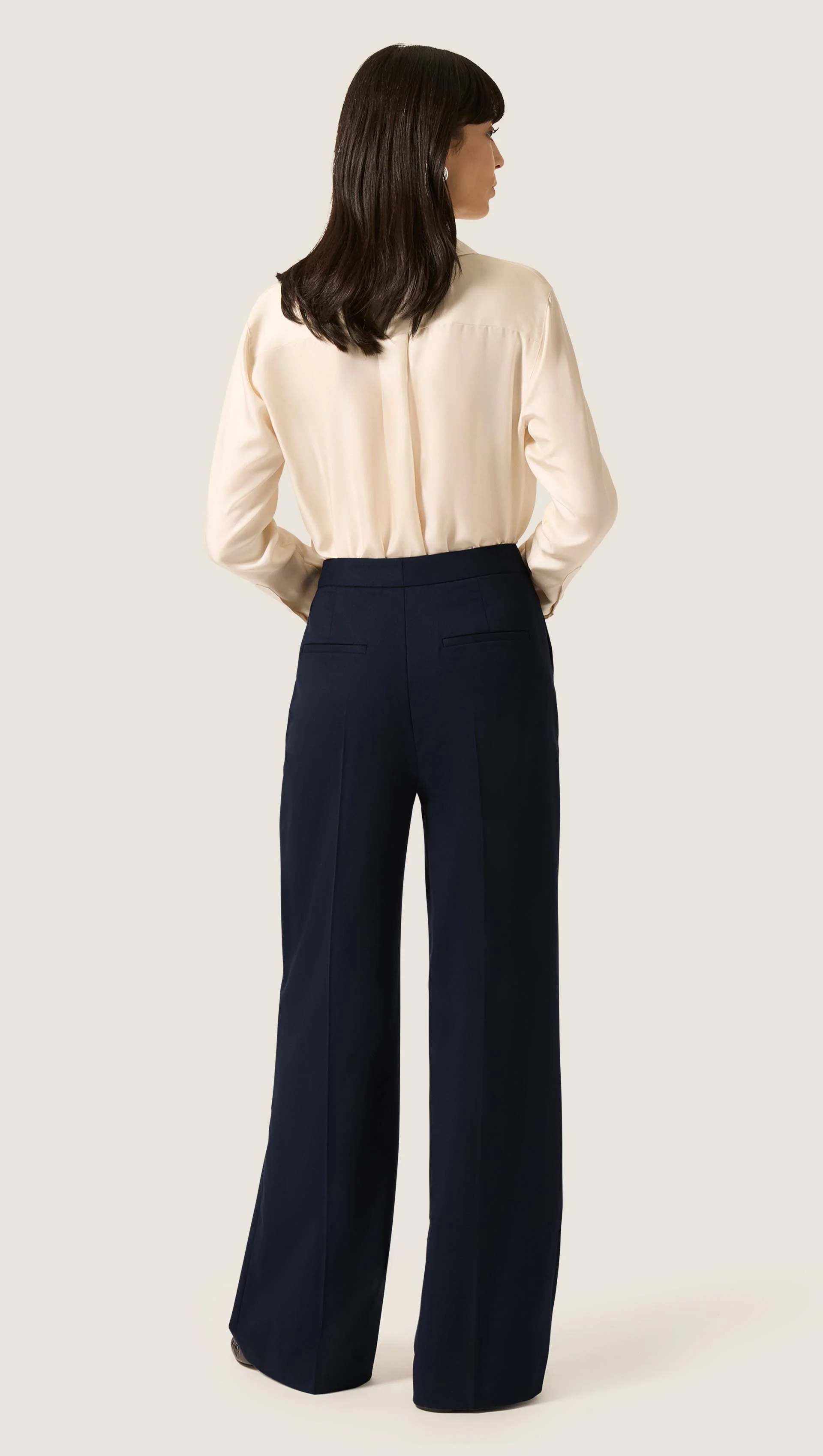 Wide Leg Trouser in Seasonless Wool | Midnight - Image 5