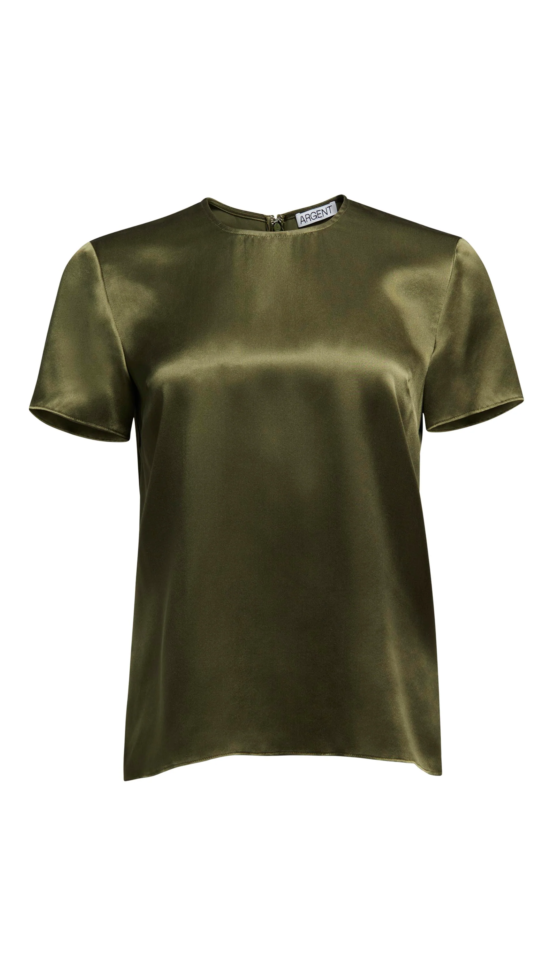 Woven Top in Silk Charmeuse | Pine Needle - Image 6