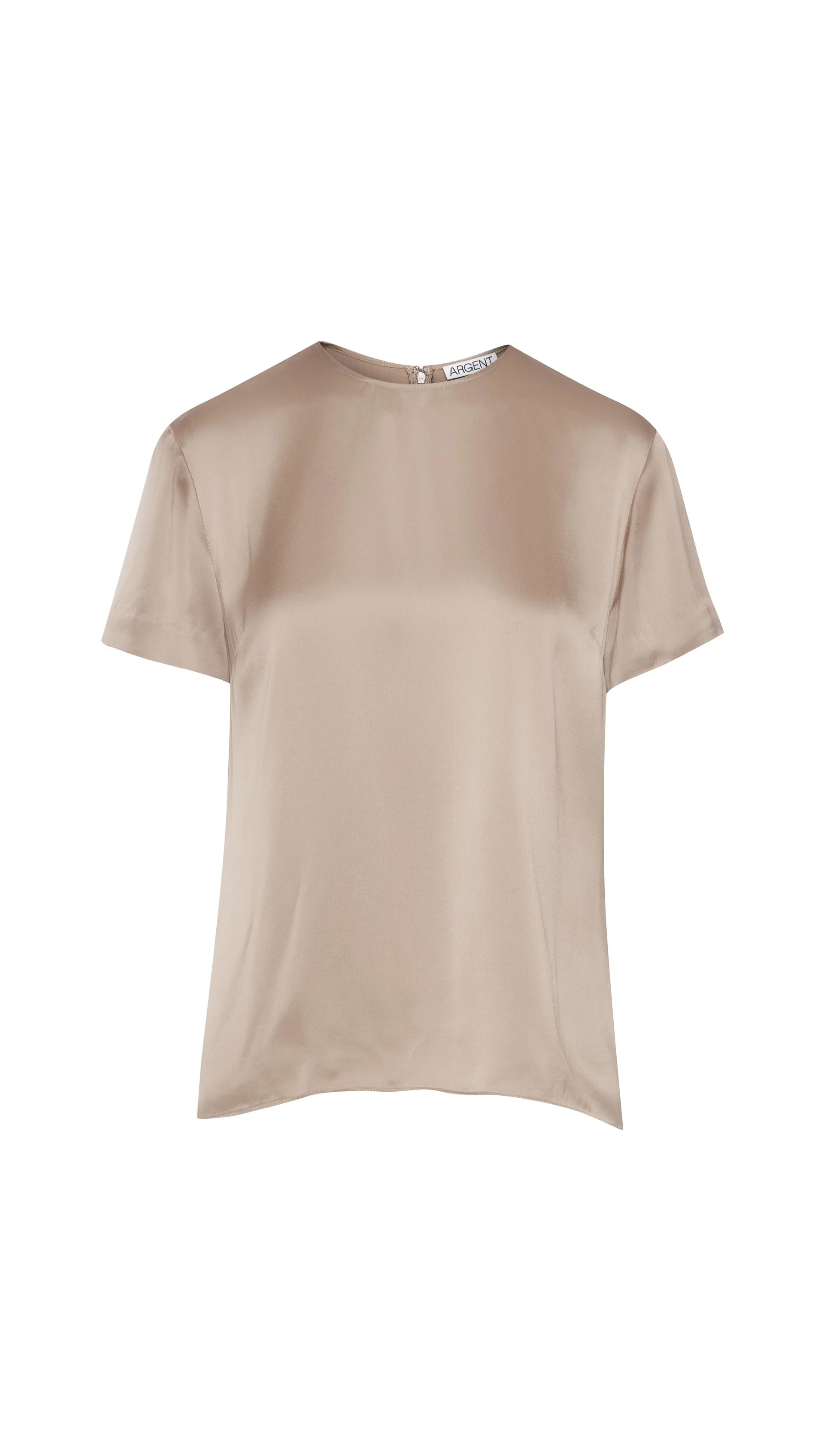 Woven Top in Viscose Satin | Taupe - Image 7